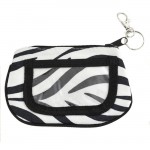 180635BK-BLACK/WHITE ZEBRA  DESIGN ID HOLDER W/KEY CHAIN WALLET PURSE